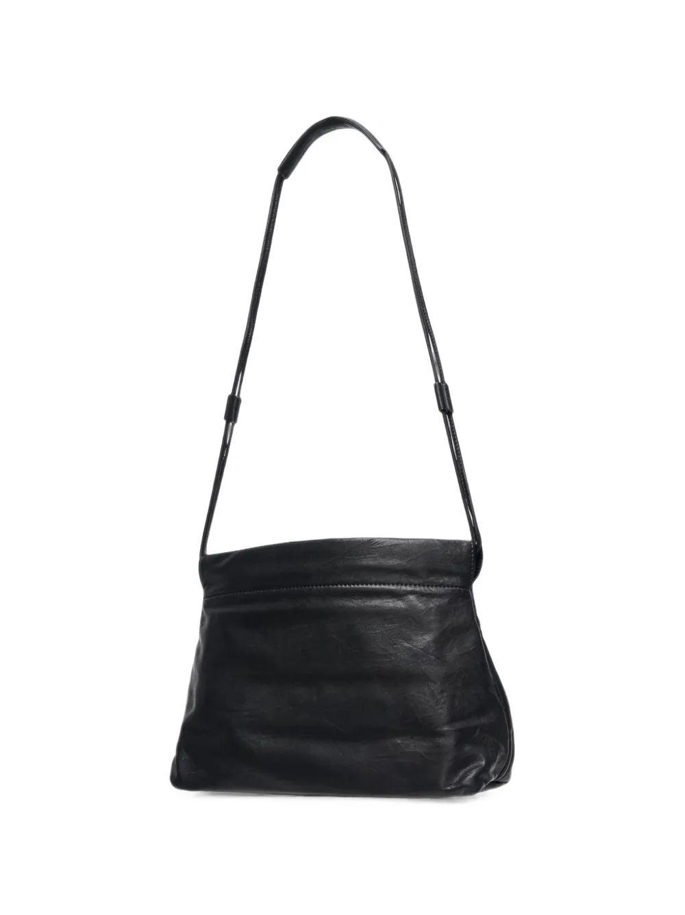 Y's clasp-pocket leather shoulder bag Zwart