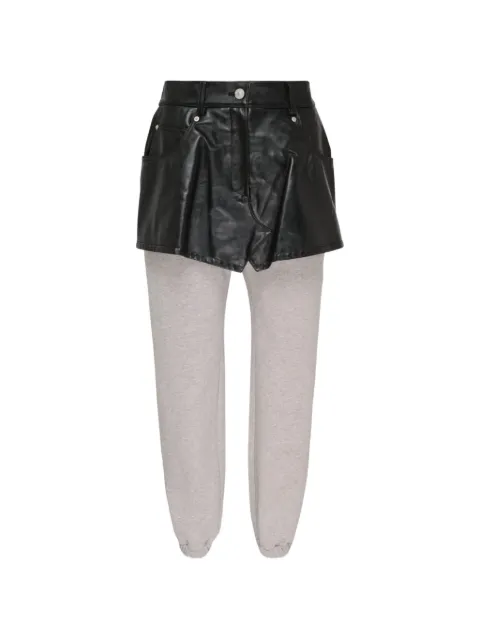 pushBUTTON mini-skirt-layered track pants