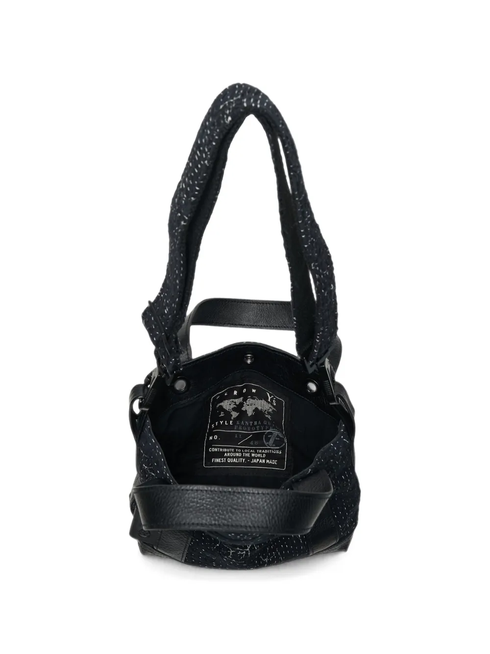 Y's x FAF Kantha cotton tote bag Zwart