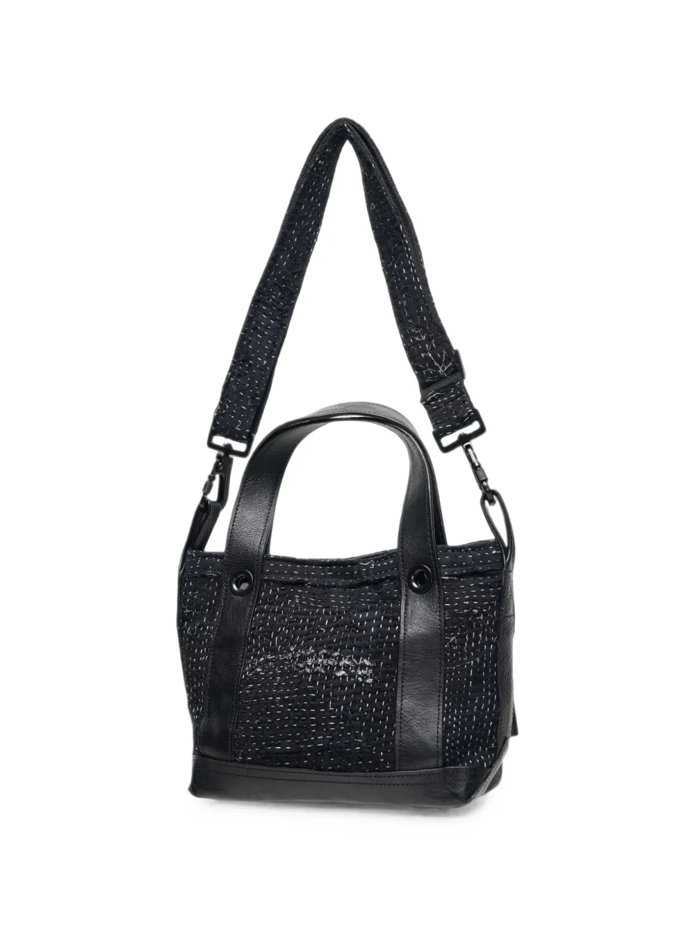 Y's x FAF Kantha cotton tote bag Zwart
