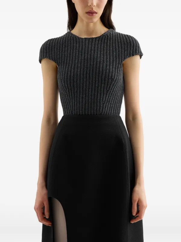 トップス 98ss jil sander wool knit (50) black Jil Sander wool-knit Top | Grey | FARFETCH AM