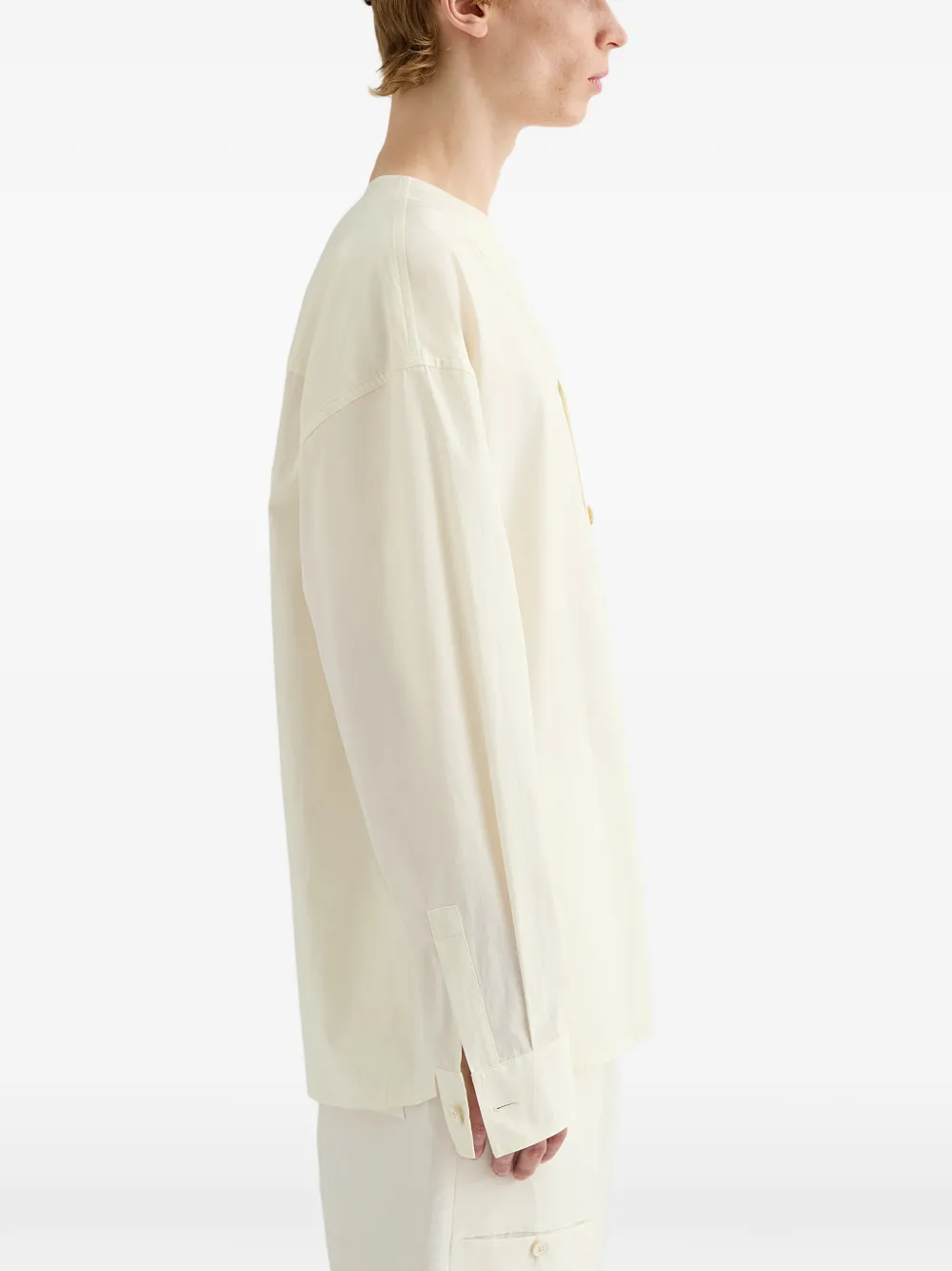 Jil Sander Katoenen popeline overhemd met V-hals Beige