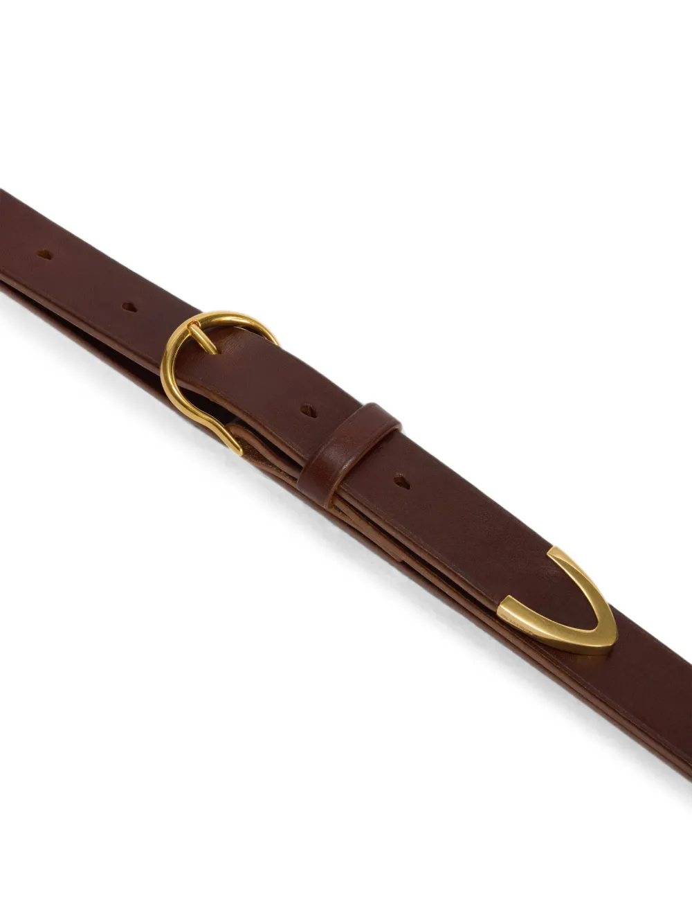 Jil Sander belt vegetable-tanned leather with round metal buckle Bruin
