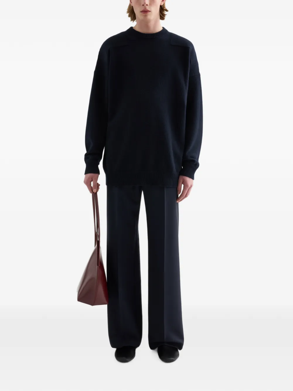 Jil Sander Wollen trui met ronde hals Blauw
