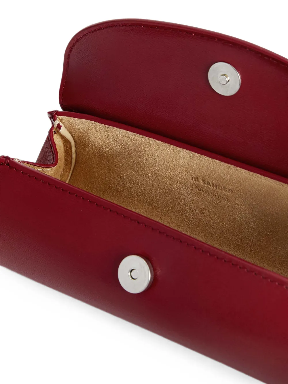Jil Sander Cannolo leather glasses case Rood