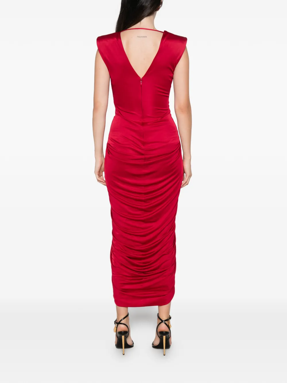 Versace Jurk met Medusa-knoop en ruches Rood