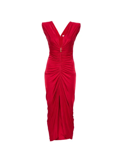 Versace ruched Medusa-button dress