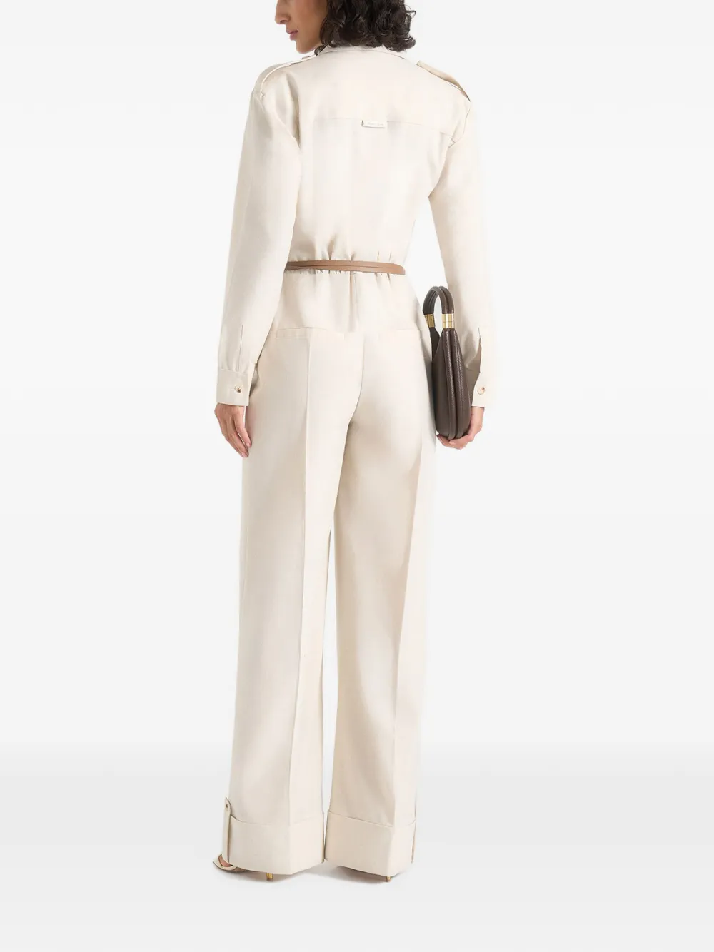 Manière De Voir Ruby in natural linen belted utility jumpsuit Beige