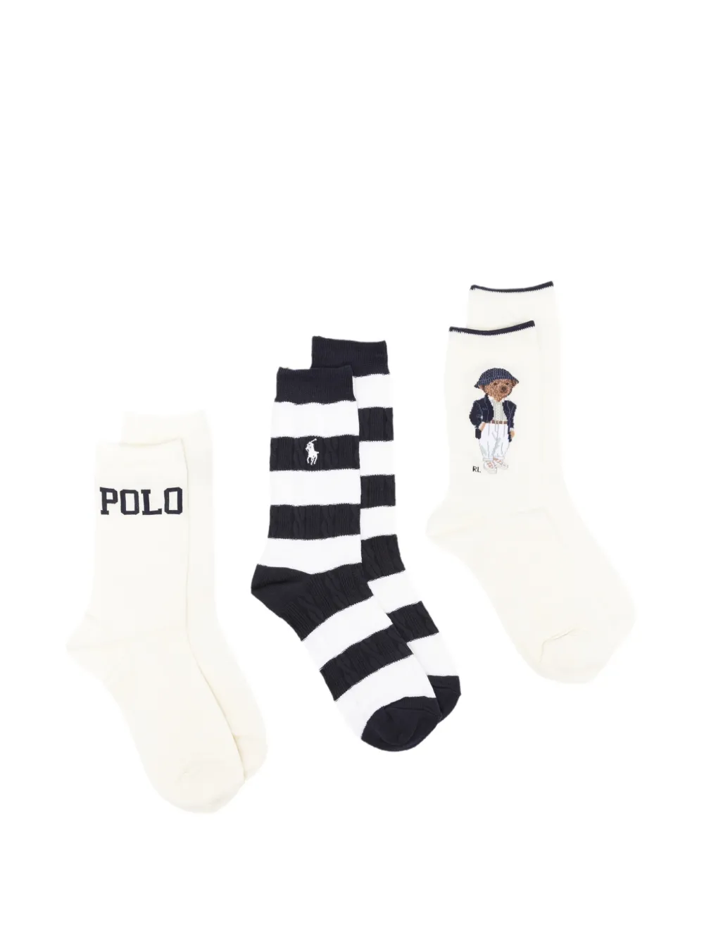Polo Ralph Lauren logo-embroidered socks set (set of three) - Bianco
