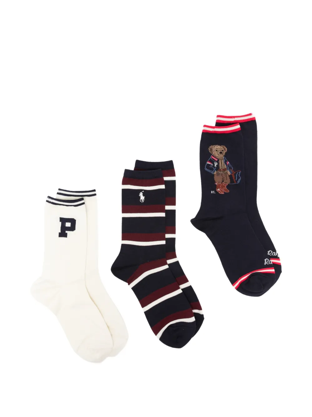 Polo Ralph Lauren Polo Bear striped socks set (set of three) - Blu