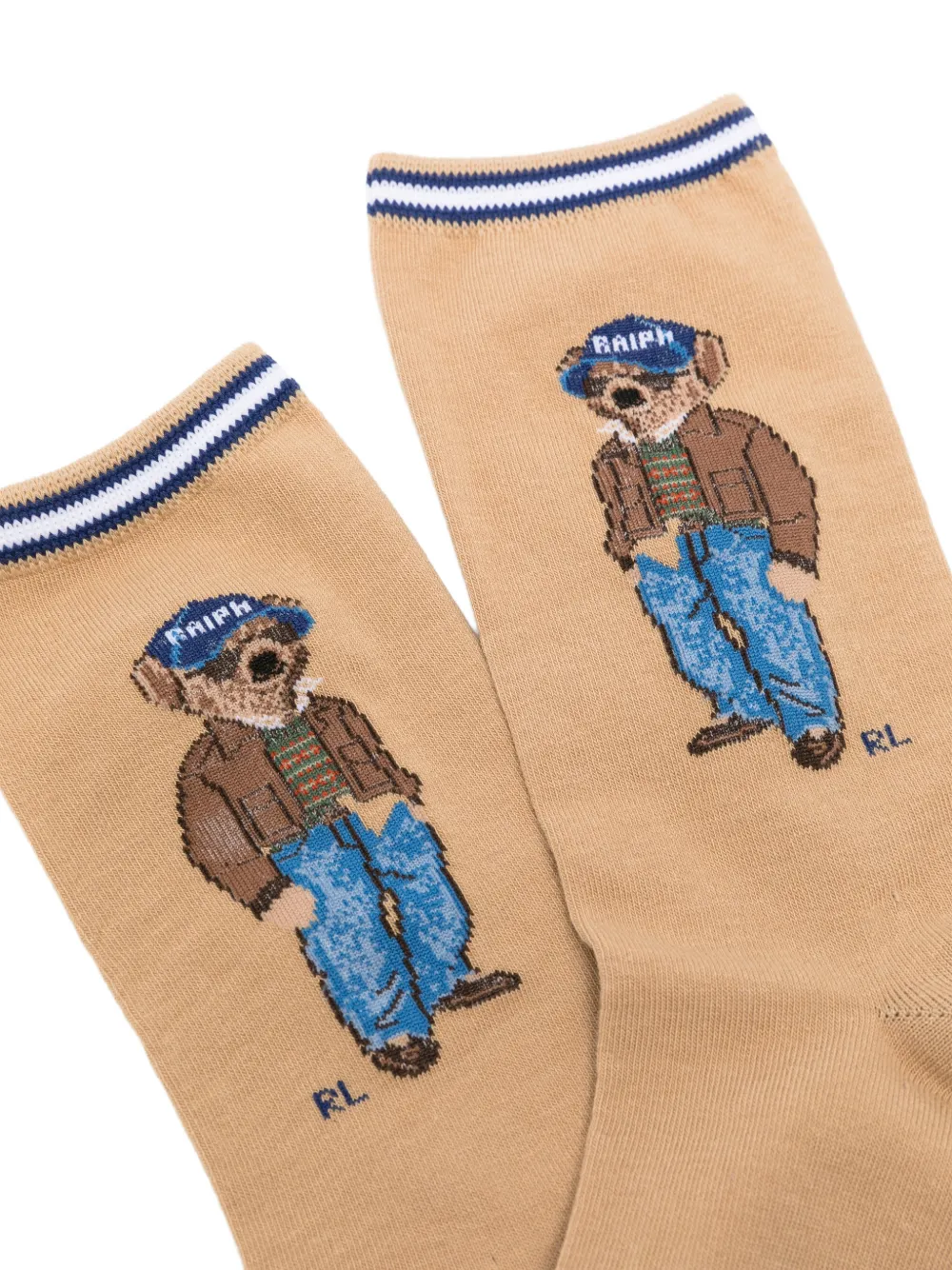Polo Ralph Lauren Drie paar Polo Bear intarsiagebreide sokken Beige