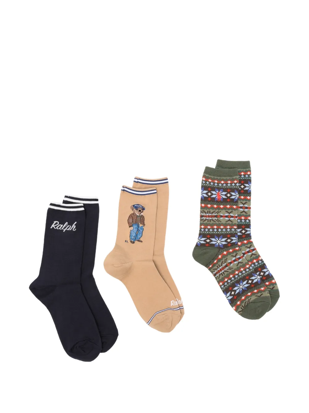 Polo Ralph Lauren Polo Bear intarsia-knit socks set (set of three) - Toni neutri