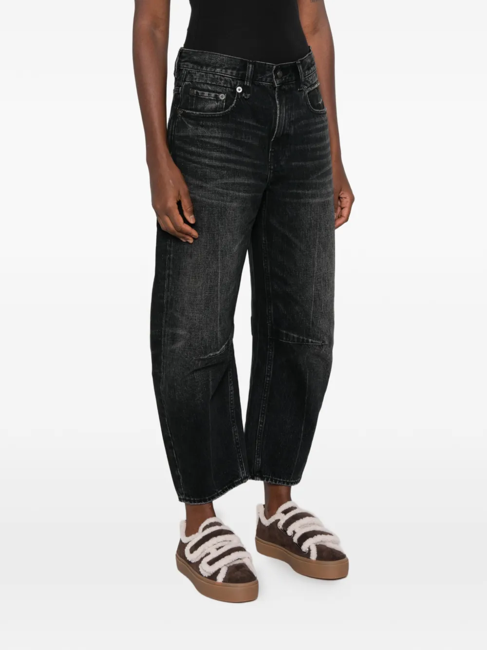 R13 Jeans verfraaid met bedel en vervaagd effect Zwart