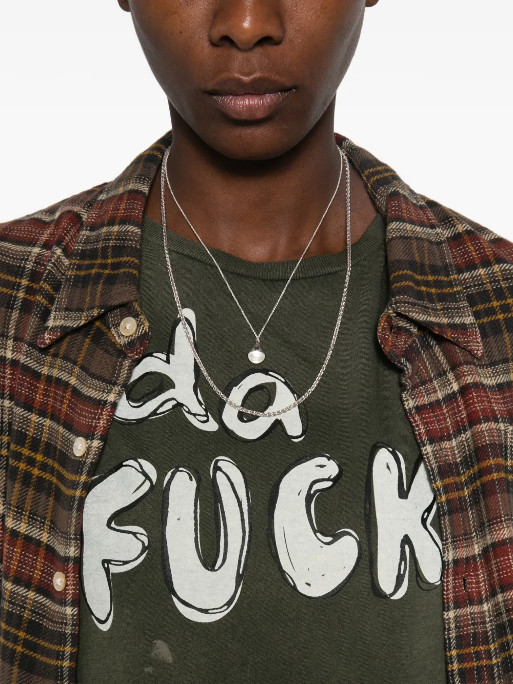 R13 distressed slogan-print T-shirt Groen