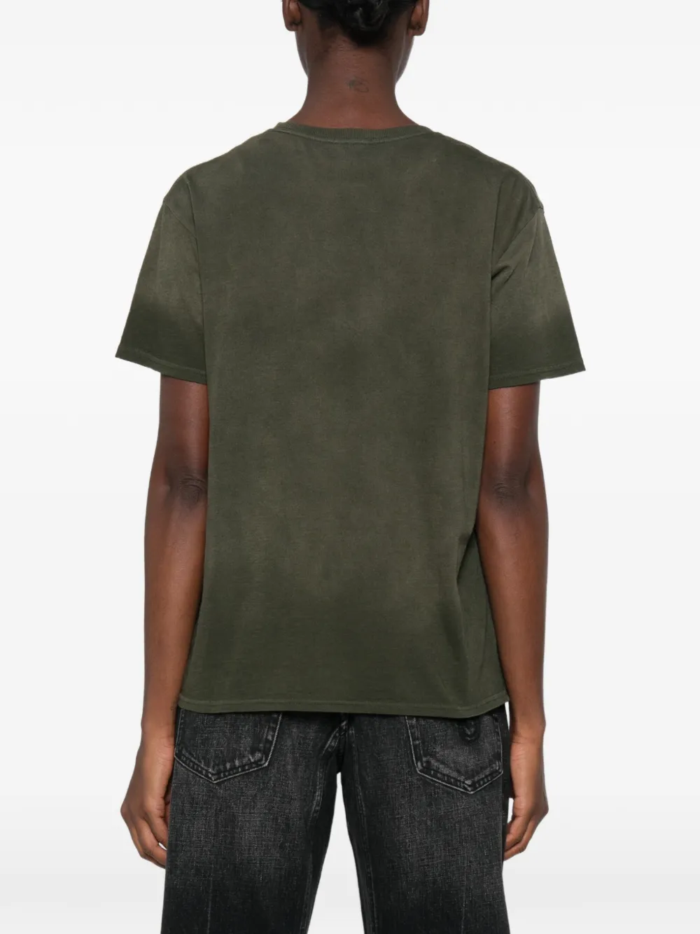 R13 distressed slogan-print T-shirt Groen