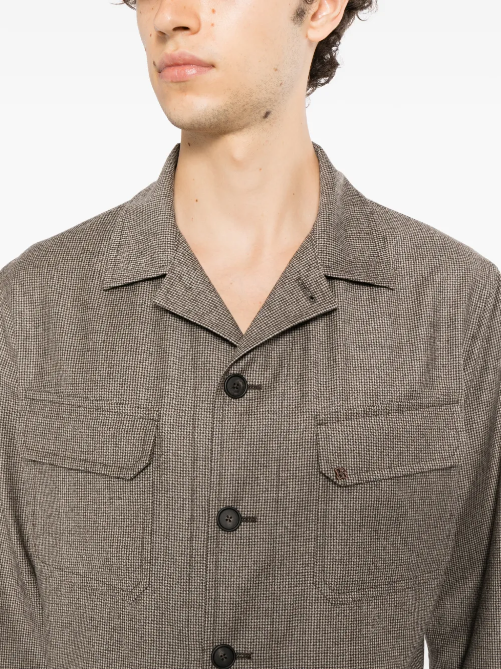 Tagliatore Shirtjack met borstzakken met klep Bruin