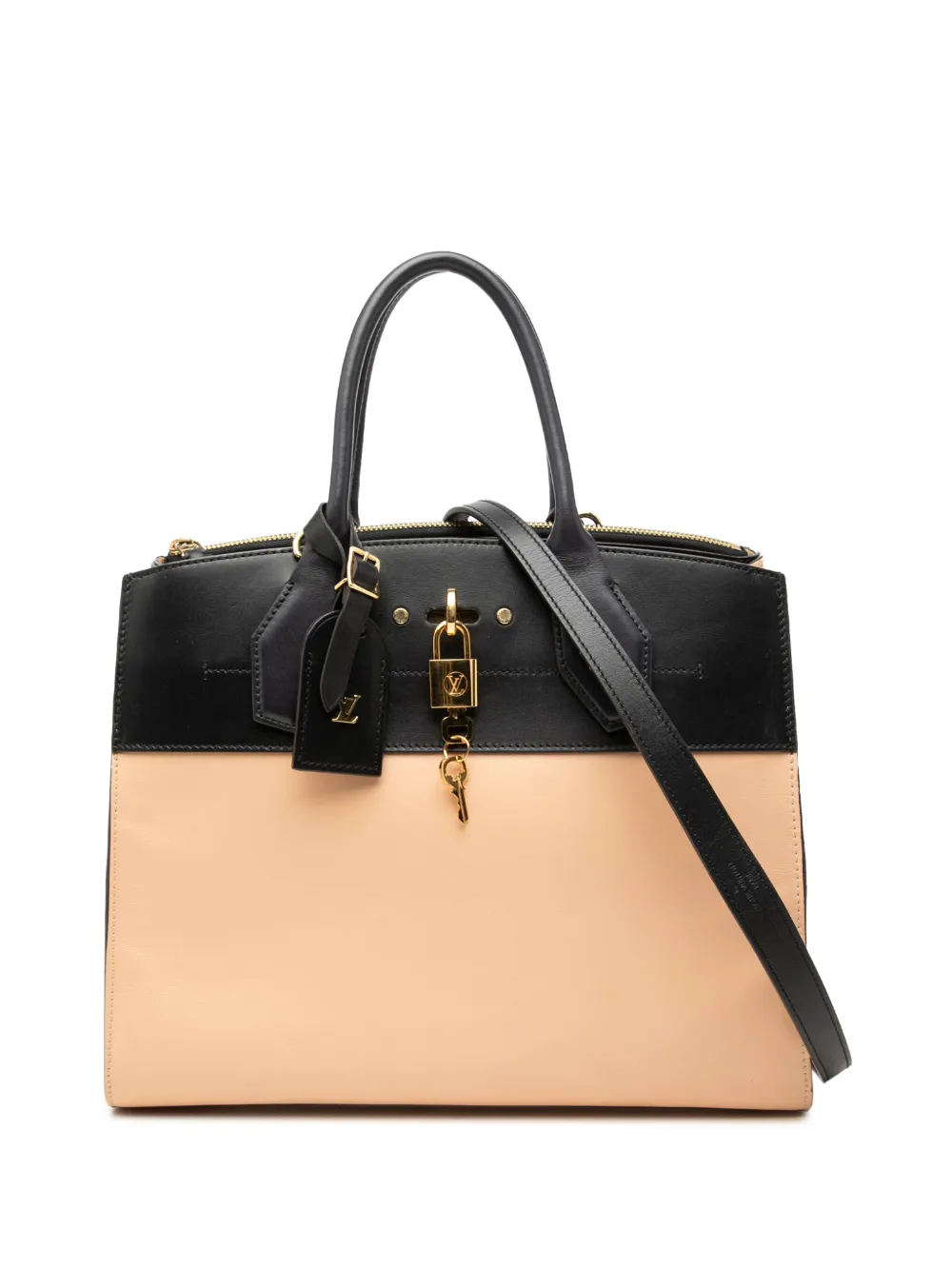 Louis Vuitton Pre-Owned 2015 dreifarbige City Steamer MM Satchel-Tasche - Schwarz