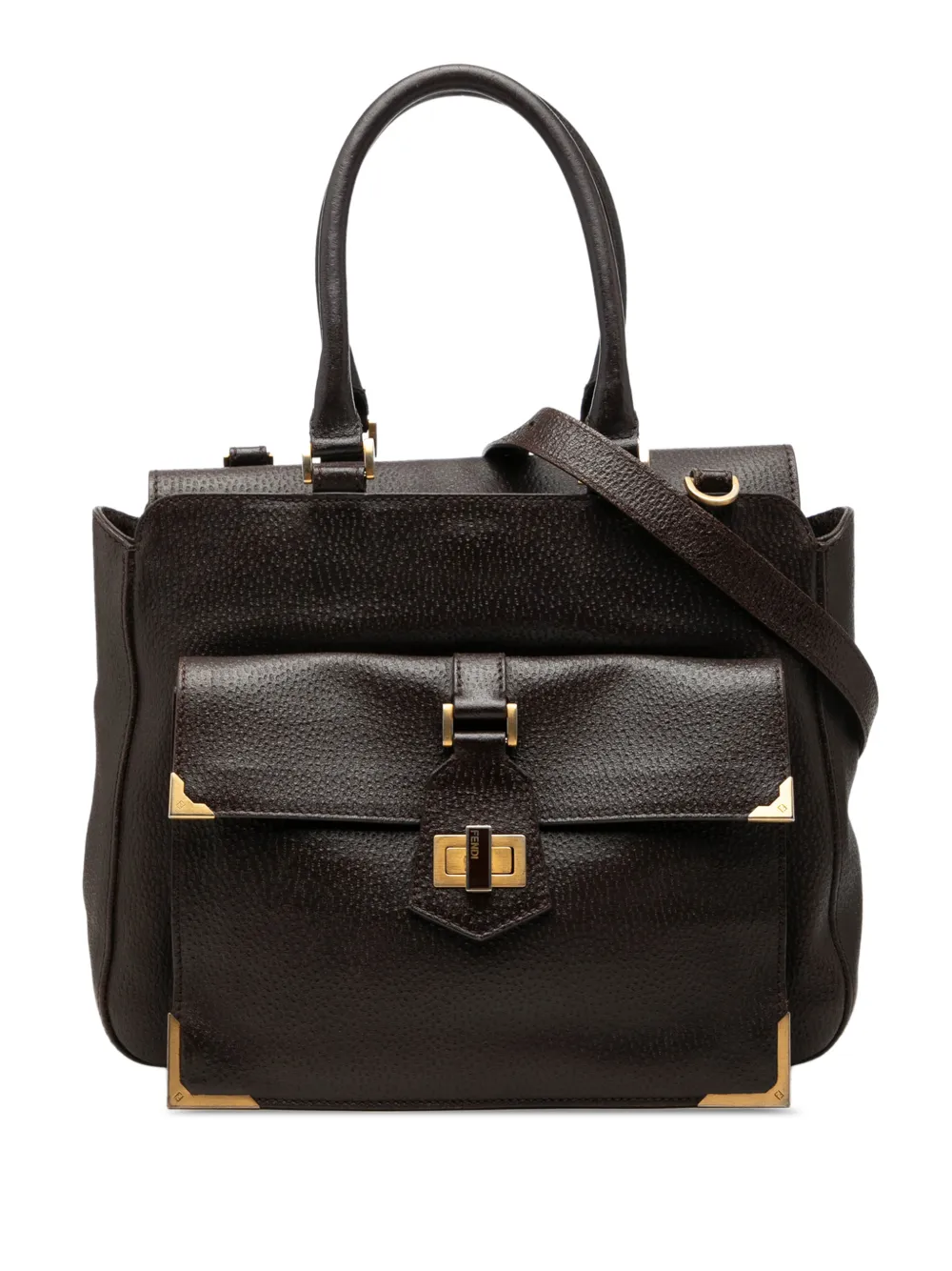 Fendi Pre-Owned 2010-2026 Gekörnte Classico No 3 Satchel-Tasche - Braun