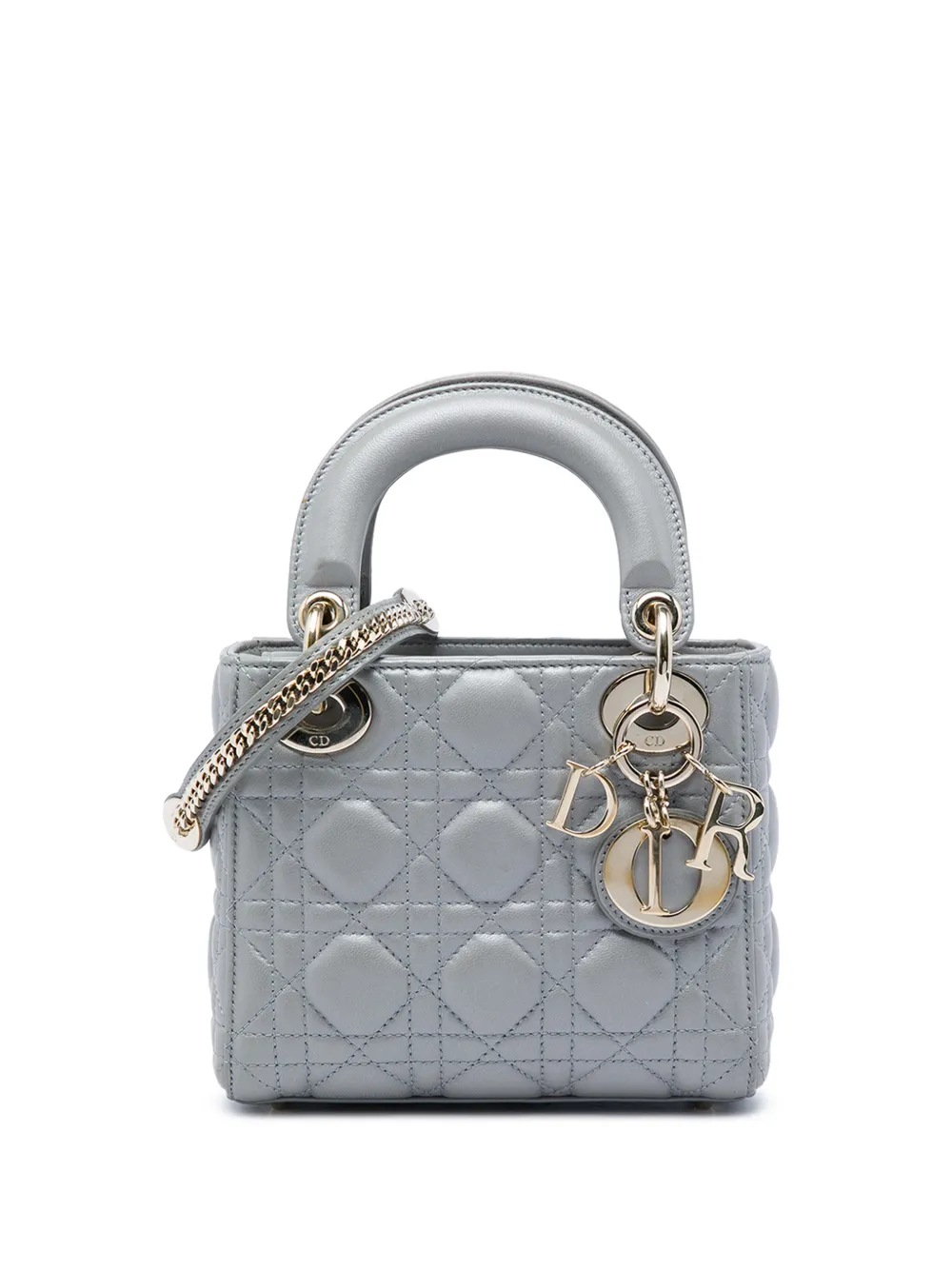 Christian Dior Pre-Owned 2016 mini Cannage Lady Dior Satchel-Tasche - Grau