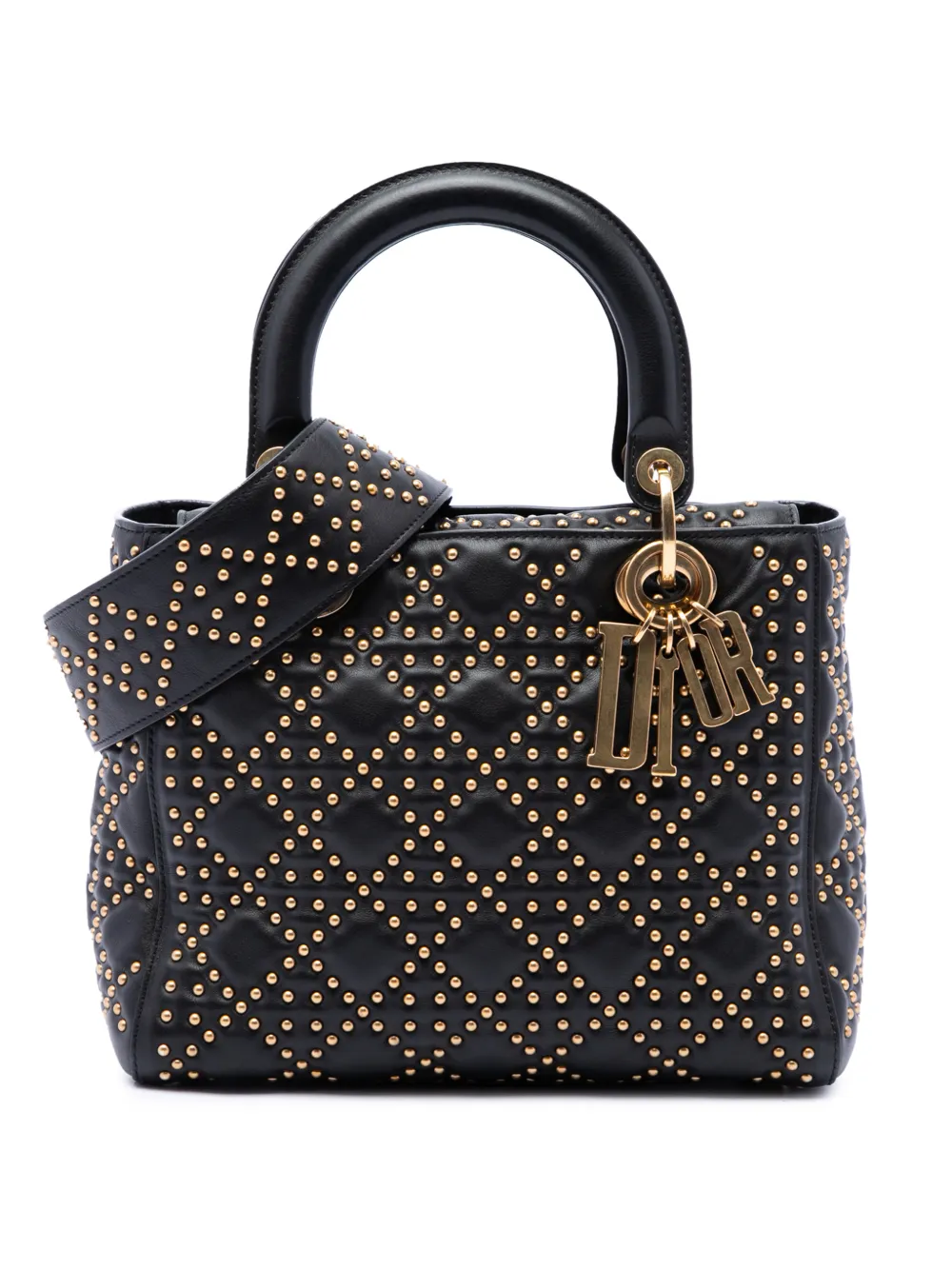Christian Dior Pre-Owned 2017 mittelgroße Cannage Supple Lady Dior Satchel-Tasche - Schwarz
