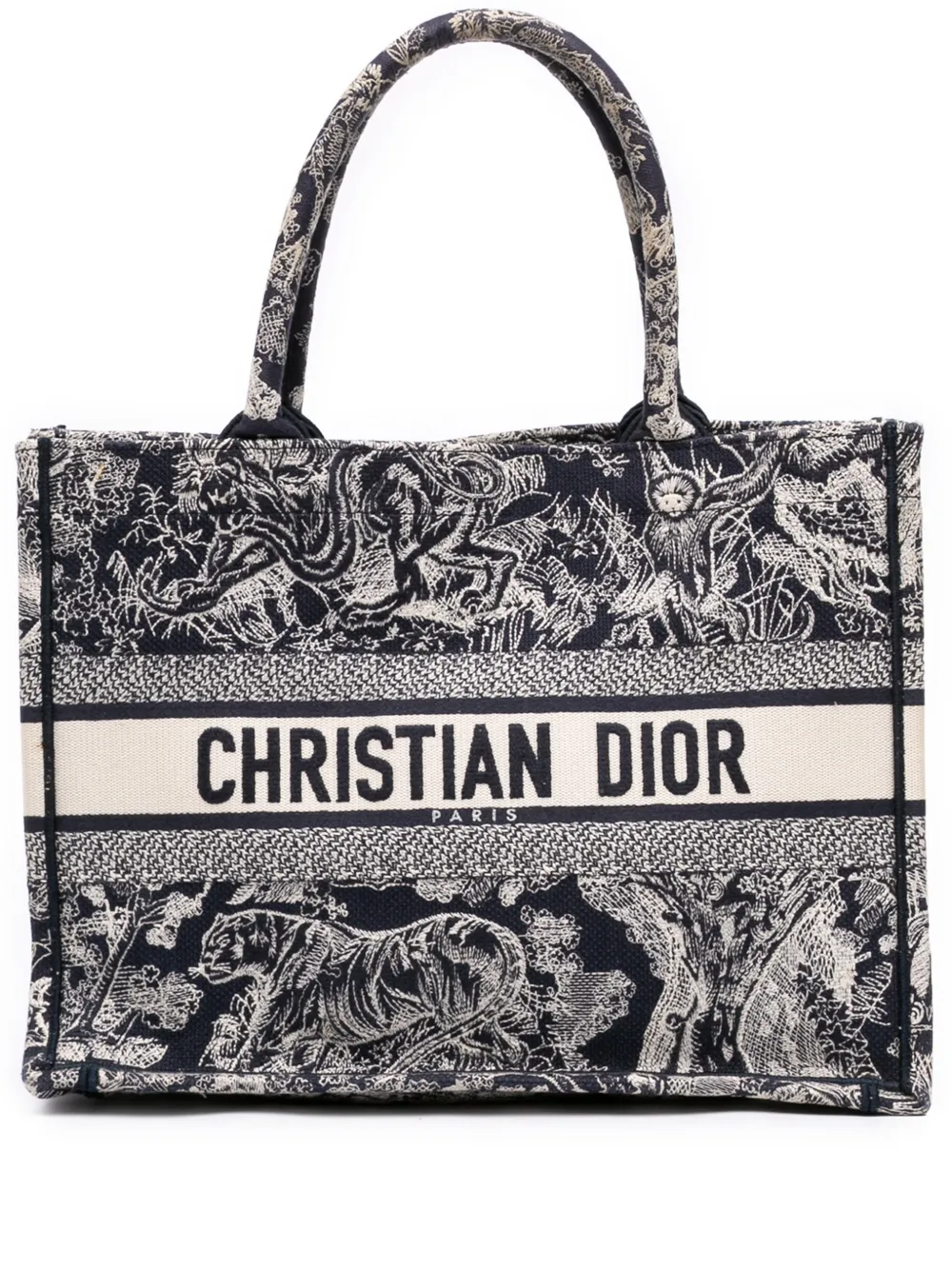 Christian Dior Pre-Owned 2021 mittelgroße Reverse Dioriviera Toile de Jouy Book Tote Bag aus Canvas mit Stickerei - Blau