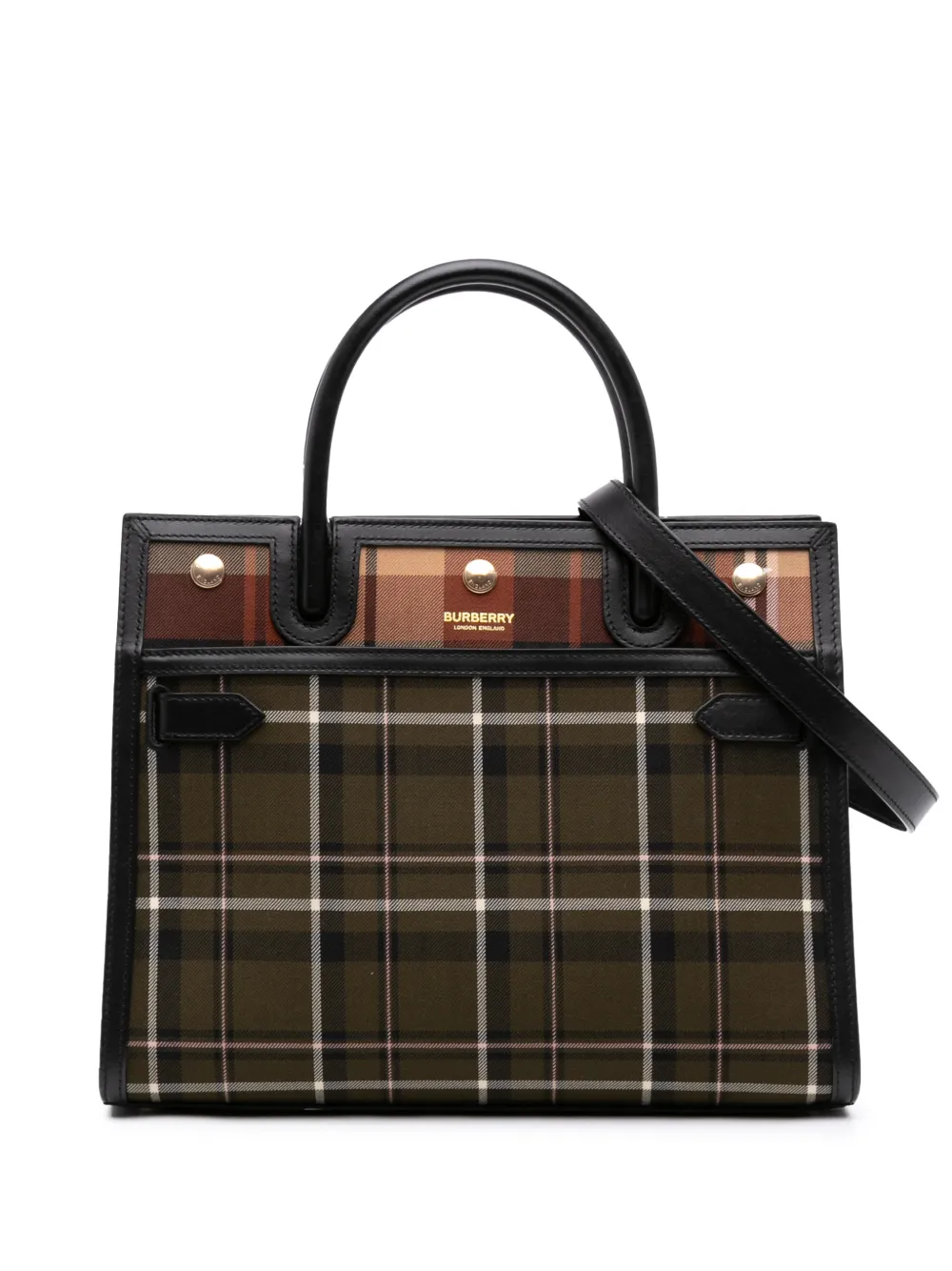 Burberry Pre-Owned 2018-2023 Kleine Title Satchel-Tasche mit Schottenkaro - Grün