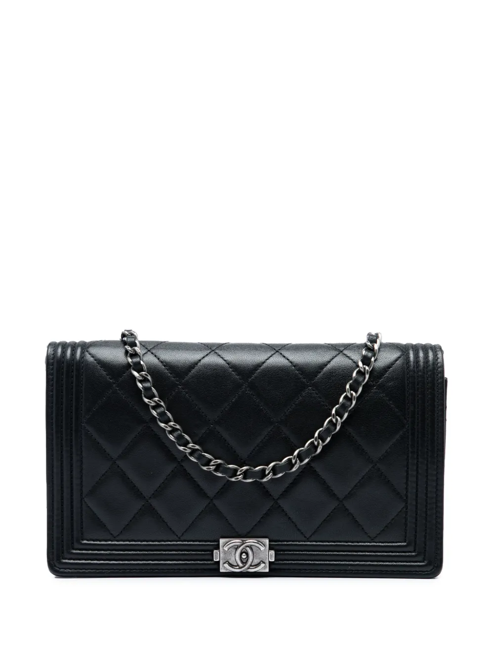 CHANEL Pre-Owned 2014-2015 Quilted Lambskin Boy Wallet On Chain shoulder bag - Nero