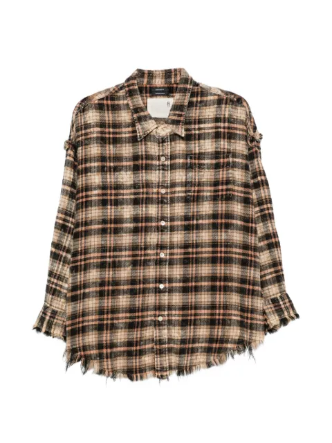 R13 frayed plaid shirt