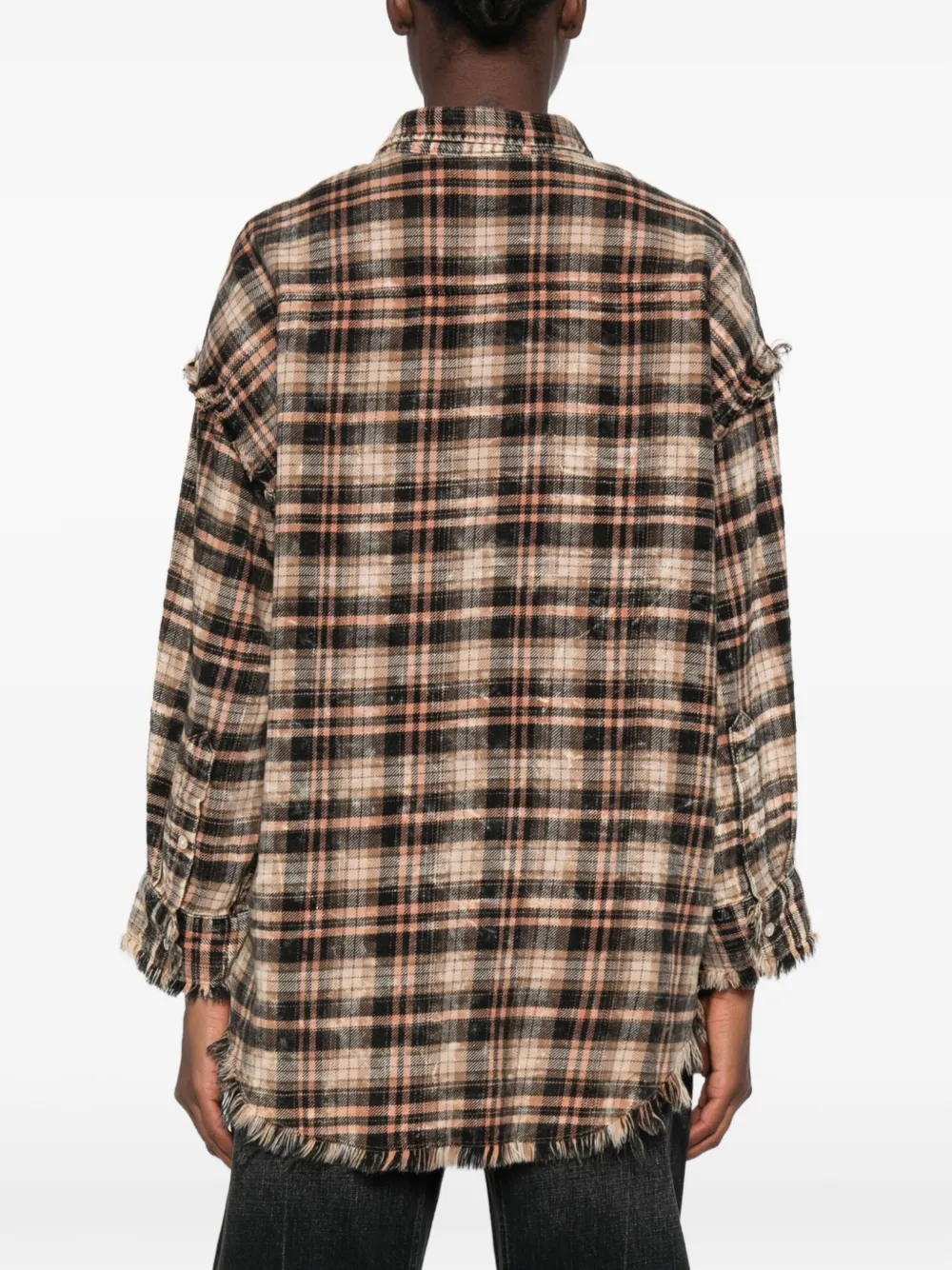 R13 Frayed Plaid Shirt in Neutrals, view 4