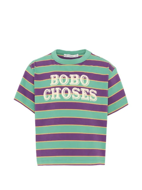 Bobo Choses logo-print striped T-shirt