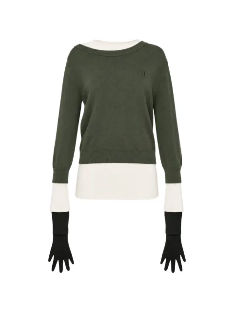 pushBUTTON layered glove-detail sweater