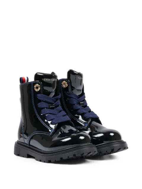 Tommy Hilfiger Junior patent-finish lace-up boots