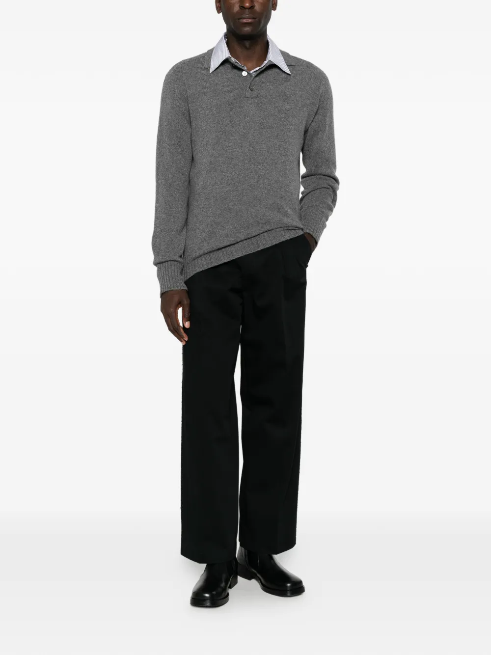 AMARANTO Poloshirt met knoopsluiting Grijs