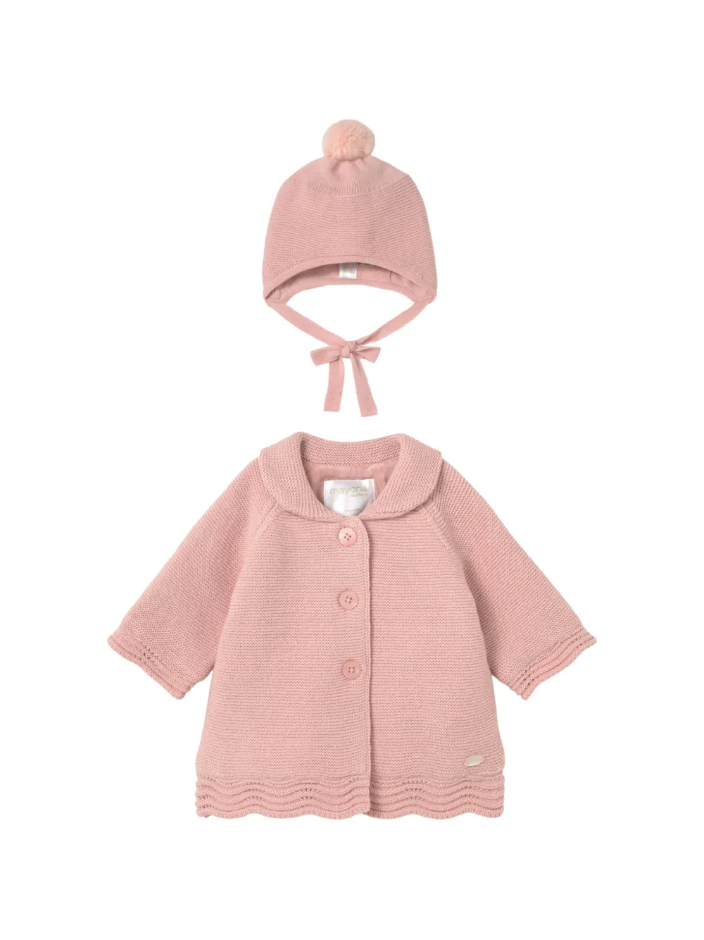Mayoral Babies' Button-up Garter-stitch Jacket In Pink