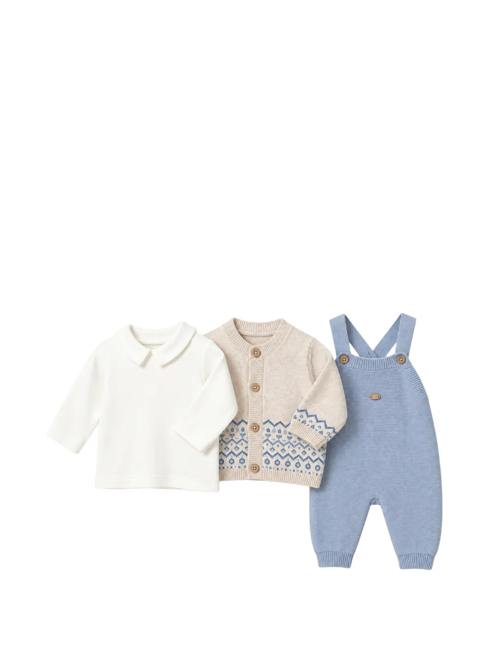 Mayoral geometric-knit three-piece set Beige