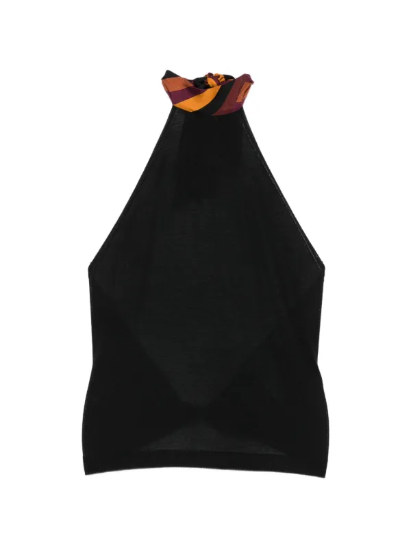 Pucci Silk-trim Halterneck Top in Black
