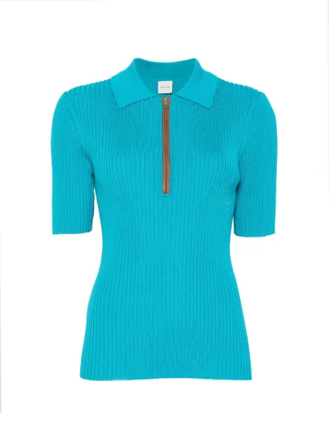 Paul Smith ribbed-knit zip-fastening polo shirt