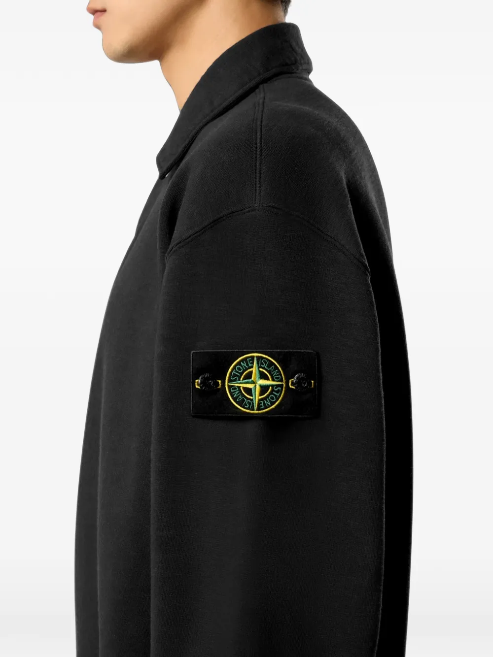 Stone Island 6100054 logo-patch polo shirt Zwart