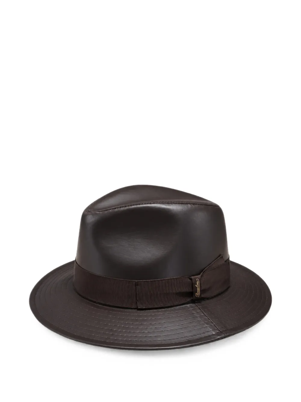 Borsalino Sophia grosgrain-trim leather fedora hat