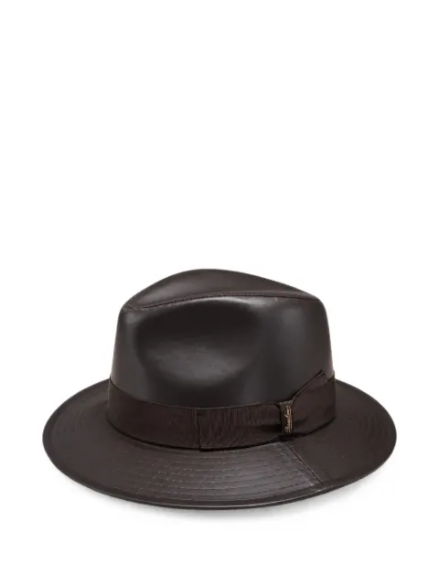 Borsalino fédora Sophia à bords en cuir gros-grain