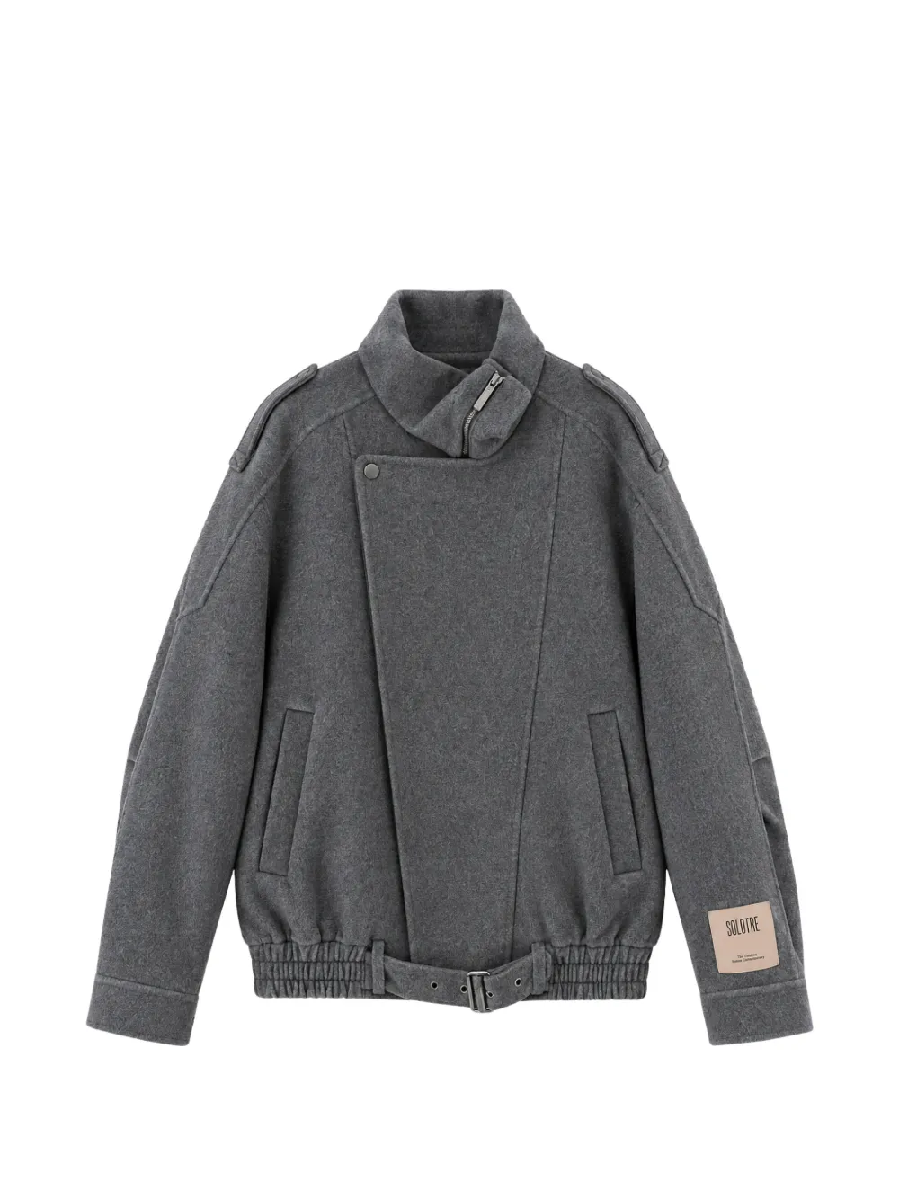 SOLOTRE belted asymmetric-zip jacket