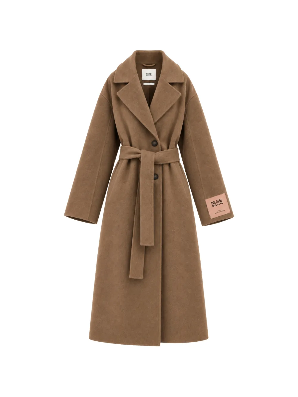 SOLOTRE belted notch-lapel coat - Marrone