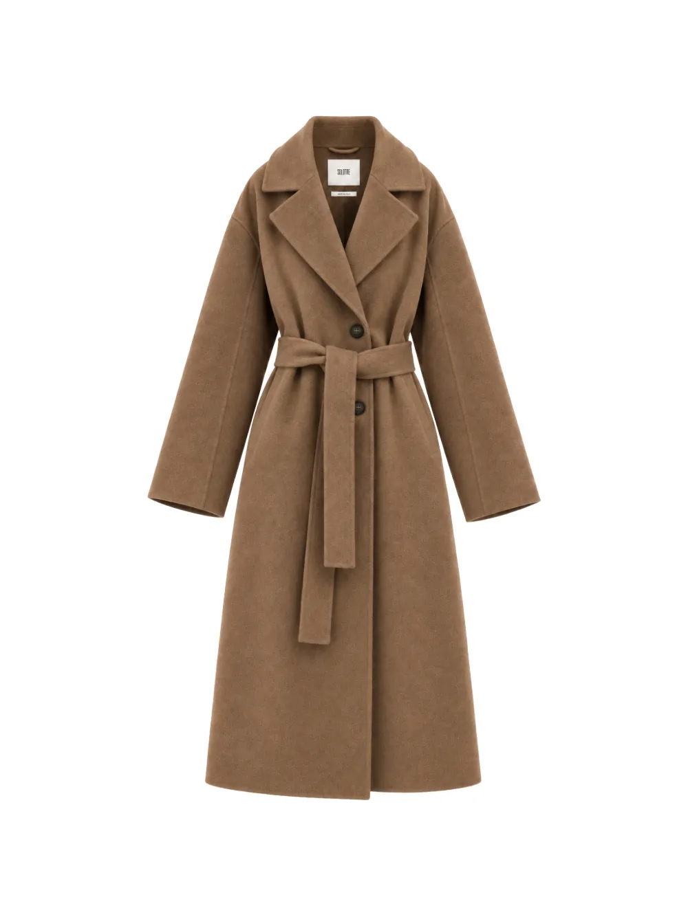 SOLOTRE belted notch-lapel coat - Brown