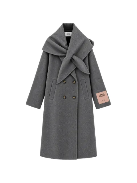 SOLOTRE double-breasted scarf-collar coat