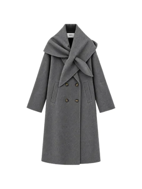 SOLOTRE double-breasted scarf-collar coat