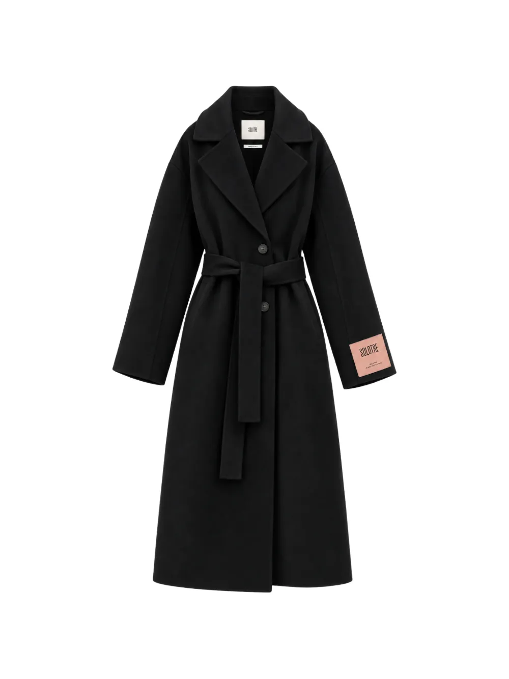 SOLOTRE belted notch-lapel coat - Nero