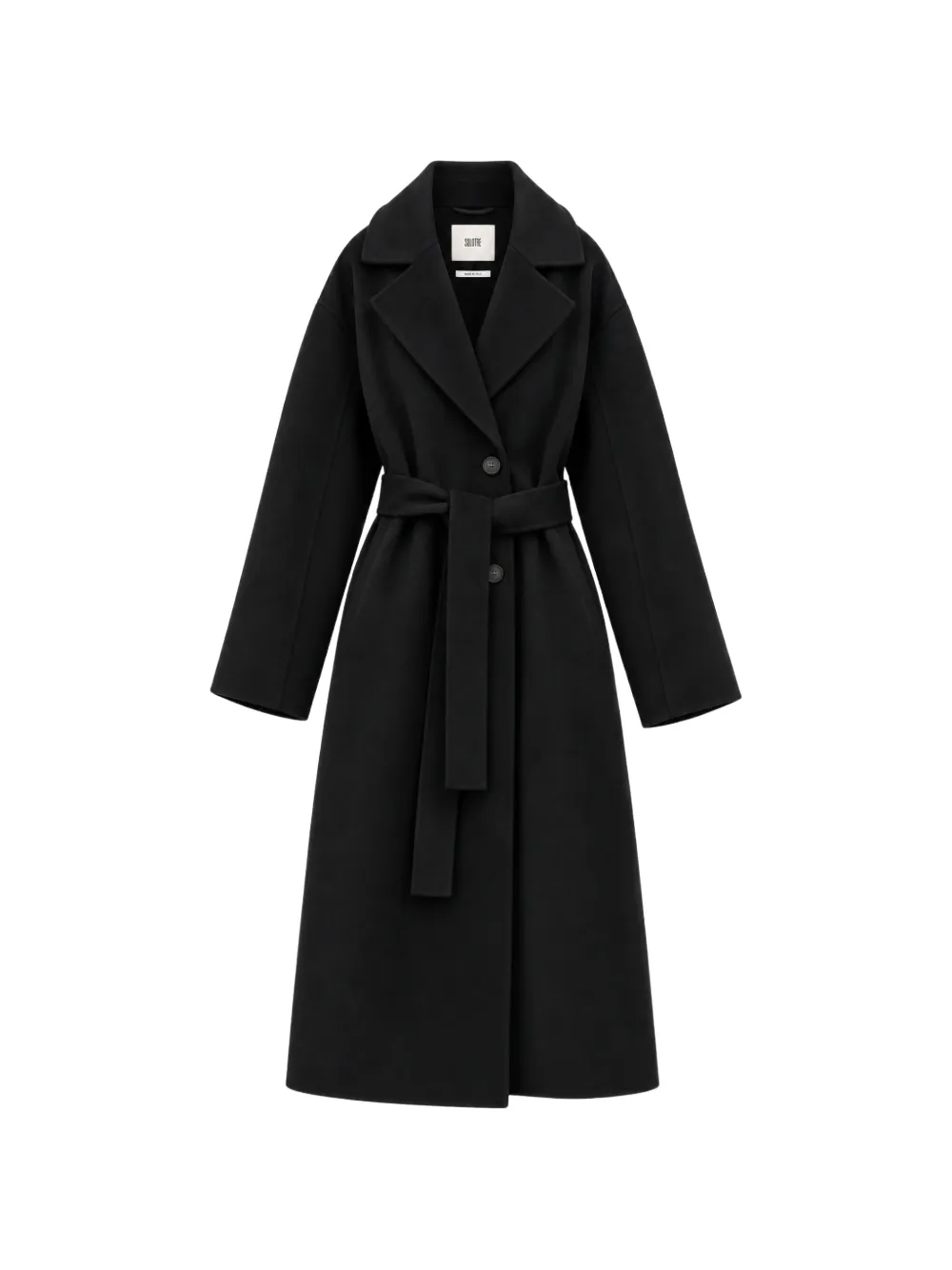 SOLOTRE belted notch-lapel coat - Black