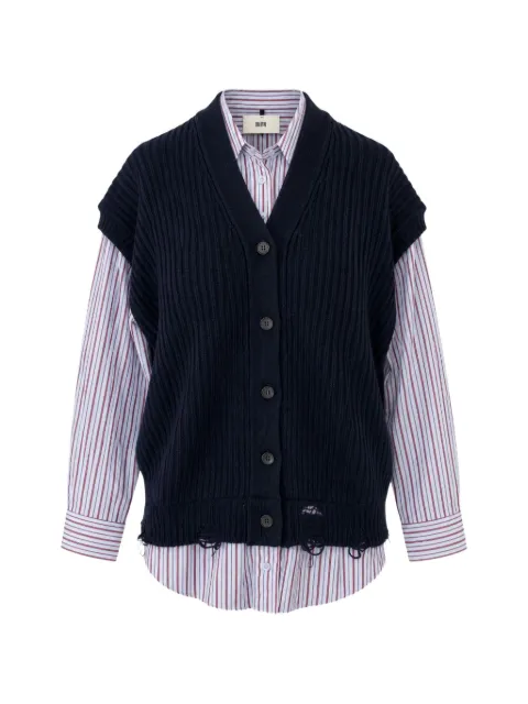 SOLOTRE layered striped shirt