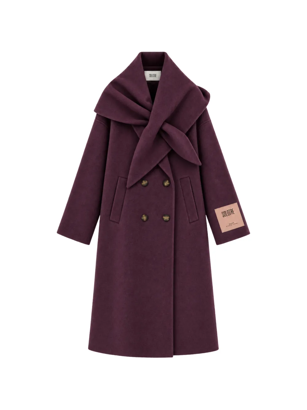 SOLOTRE double-breasted scarf-collar coat - Viola