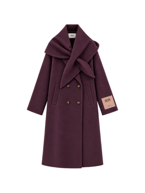 SOLOTRE double-breasted scarf-collar coat